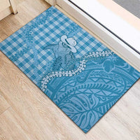 Blue Hawaii Palaka Cowboy Turtle Rubber Doormat Hawaiian Paniolo Puakenikeni Maile Lei - Polynesian Pride