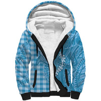 Blue Hawaii Palaka Cowboy Turtle Sherpa Hoodie Hawaiian Paniolo Puakenikeni Maile Lei - Polynesian Pride