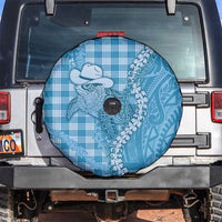Blue Hawaii Palaka Cowboy Turtle Spare Tire Cover Hawaiian Paniolo Puakenikeni Maile Lei - Polynesian Pride