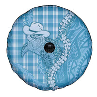 Blue Hawaii Palaka Cowboy Turtle Spare Tire Cover Hawaiian Paniolo Puakenikeni Maile Lei - Polynesian Pride