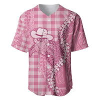 Pink Hawaii Palaka Cowboy Turtle Baseball Jersey Hawaiian Paniolo Puakenikeni Maile Lei - Polynesian Pride