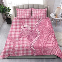 Pink Hawaii Palaka Cowboy Turtle Bedding Set Hawaiian Paniolo Puakenikeni Maile Lei - Polynesian Pride