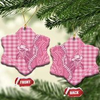 Pink Hawaii Palaka Cowboy Turtle Ceramic Ornament Hawaiian Paniolo Puakenikeni Maile Lei - Polynesian Pride