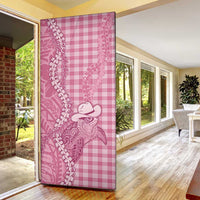 Pink Hawaii Palaka Cowboy Turtle Door Cover Hawaiian Paniolo Puakenikeni Maile Lei - Polynesian Pride