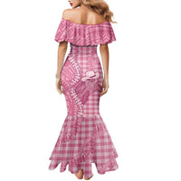 Pink Hawaii Palaka Cowboy Turtle Family Matching Mermaid Dress and Hawaiian Shirt Hawaiian Paniolo Puakenikeni Maile Lei - Polynesian Pride