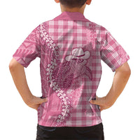 Pink Hawaii Palaka Cowboy Turtle Family Matching Off Shoulder Maxi Dress and Hawaiian Shirt Hawaiian Paniolo Puakenikeni Maile Lei - Polynesian Pride