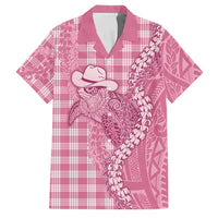 Pink Hawaii Palaka Cowboy Turtle Family Matching Summer Maxi Dress and Hawaiian Shirt Hawaiian Paniolo Puakenikeni Maile Lei - Polynesian Pride