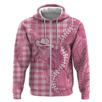 Pink Hawaii Palaka Cowboy Turtle Hoodie Hawaiian Paniolo Puakenikeni Maile Lei - Polynesian Pride