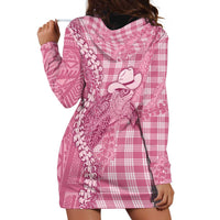 Pink Hawaii Palaka Cowboy Turtle Hoodie Dress Hawaiian Paniolo Puakenikeni Maile Lei - Polynesian Pride