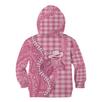 Pink Hawaii Palaka Cowboy Turtle Kid Hoodie Hawaiian Paniolo Puakenikeni Maile Lei - Polynesian Pride