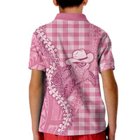 Pink Hawaii Palaka Cowboy Turtle Kid Polo Shirt Hawaiian Paniolo Puakenikeni Maile Lei - Polynesian Pride