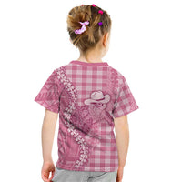 Pink Hawaii Palaka Cowboy Turtle Kid T Shirt Hawaiian Paniolo Puakenikeni Maile Lei - Polynesian Pride