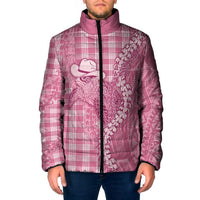 Pink Hawaii Palaka Cowboy Turtle Padded Jacket Hawaiian Paniolo Puakenikeni Maile Lei - Polynesian Pride