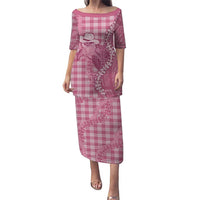 Pink Hawaii Palaka Cowboy Turtle Puletasi Hawaiian Paniolo Puakenikeni Maile Lei DT05 Long Dress Pink - Polynesian Pride