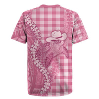 Pink Hawaii Palaka Cowboy Turtle Rugby Jersey Hawaiian Paniolo Puakenikeni Maile Lei - Polynesian Pride
