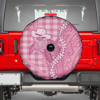 Pink Hawaii Palaka Cowboy Turtle Spare Tire Cover Hawaiian Paniolo Puakenikeni Maile Lei - Polynesian Pride