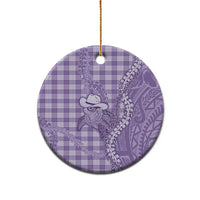 Purple Hawaii Palaka Cowboy Turtle Ceramic Ornament Hawaiian Paniolo Puakenikeni Maile Lei - Polynesian Pride