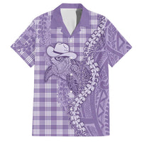 Purple Hawaii Palaka Cowboy Turtle Family Matching Long Sleeve Bodycon Dress and Hawaiian Shirt Hawaiian Paniolo Puakenikeni Maile Lei - Polynesian Pride