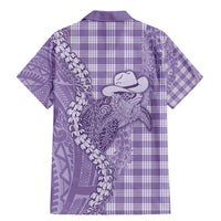 Purple Hawaii Palaka Cowboy Turtle Family Matching Mermaid Dress and Hawaiian Shirt Hawaiian Paniolo Puakenikeni Maile Lei - Polynesian Pride