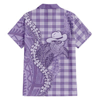 Purple Hawaii Palaka Cowboy Turtle Family Matching Off Shoulder Maxi Dress and Hawaiian Shirt Hawaiian Paniolo Puakenikeni Maile Lei - Polynesian Pride