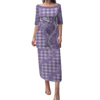 Purple Hawaii Palaka Cowboy Turtle Family Matching Puletasi and Hawaiian Shirt Hawaiian Paniolo Puakenikeni Maile Lei - Polynesian Pride