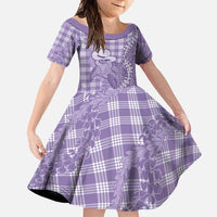Purple Hawaii Palaka Cowboy Turtle Family Matching Short Sleeve Bodycon Dress and Hawaiian Shirt Hawaiian Paniolo Puakenikeni Maile Lei - Polynesian Pride