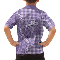 Purple Hawaii Palaka Cowboy Turtle Family Matching Summer Maxi Dress and Hawaiian Shirt Hawaiian Paniolo Puakenikeni Maile Lei - Polynesian Pride