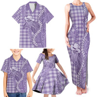 Purple Hawaii Palaka Cowboy Turtle Family Matching Tank Maxi Dress and Hawaiian Shirt Hawaiian Paniolo Puakenikeni Maile Lei - Polynesian Pride