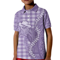 Purple Hawaii Palaka Cowboy Turtle Kid Polo Shirt Hawaiian Paniolo Puakenikeni Maile Lei - Polynesian Pride