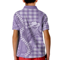 Purple Hawaii Palaka Cowboy Turtle Kid Polo Shirt Hawaiian Paniolo Puakenikeni Maile Lei - Polynesian Pride