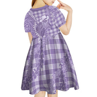 Purple Hawaii Palaka Cowboy Turtle Kid Short Sleeve Dress Hawaiian Paniolo Puakenikeni Maile Lei - Polynesian Pride