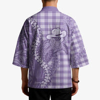 Purple Hawaii Palaka Cowboy Turtle Kimono Hawaiian Paniolo Puakenikeni Maile Lei - Polynesian Pride