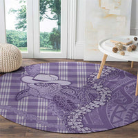 Purple Hawaii Palaka Cowboy Turtle Round Carpet Hawaiian Paniolo Puakenikeni Maile Lei - Polynesian Pride