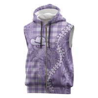 Purple Hawaii Palaka Cowboy Turtle Sleeveless Zip Hoodie Hawaiian Paniolo Puakenikeni Maile Lei - Polynesian Pride