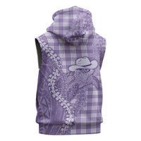 Purple Hawaii Palaka Cowboy Turtle Sleeveless Zip Hoodie Hawaiian Paniolo Puakenikeni Maile Lei - Polynesian Pride