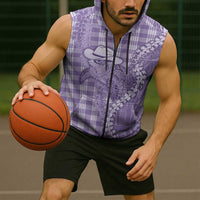 Purple Hawaii Palaka Cowboy Turtle Sleeveless Zip Hoodie Hawaiian Paniolo Puakenikeni Maile Lei - Polynesian Pride