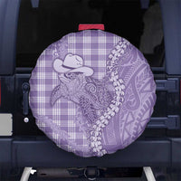 Purple Hawaii Palaka Cowboy Turtle Spare Tire Cover Hawaiian Paniolo Puakenikeni Maile Lei - Polynesian Pride