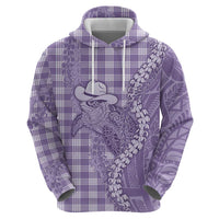 Purple Hawaii Palaka Cowboy Turtle Zip Hoodie Hawaiian Paniolo Puakenikeni Maile Lei - Polynesian Pride