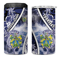 Personalised Pitcairn Islands 4 in 1 Can Cooler Tumbler Coat Of Arms Waves Style