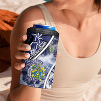 Personalised Pitcairn Islands 4 in 1 Can Cooler Tumbler Coat Of Arms Waves Style