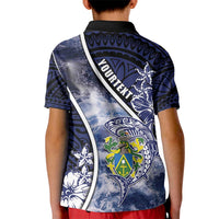 Personalised Pitcairn Islands Kid Polo Shirt Coat Of Arms Waves Style