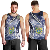 Personalised Pitcairn Islands Men Tank Top Coat Of Arms Waves Style
