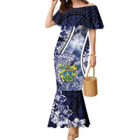 Personalised Pitcairn Islands Mermaid Dress Coat Of Arms Waves Style