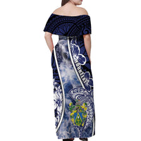 Personalised Pitcairn Islands Off Shoulder Maxi Dress Coat Of Arms Waves Style