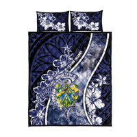 Pitcairn Islands Quilt Bed Set Coat Of Arms Waves Style