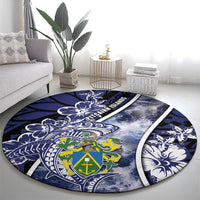 Pitcairn Islands Round Carpet Coat Of Arms Waves Style