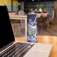 Personalised Pitcairn Islands Skinny Tumbler Coat Of Arms Waves Style