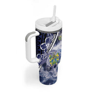Personalised Pitcairn Islands Tumbler With Handle Coat Of Arms Waves Style