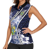 Personalised Pitcairn Islands Women Sleeveless Polo Shirt Coat Of Arms Waves Style