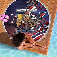 Samoa Wrestling Beach Blanket Polynesian Warrior Funny Style - Polynesian Pride